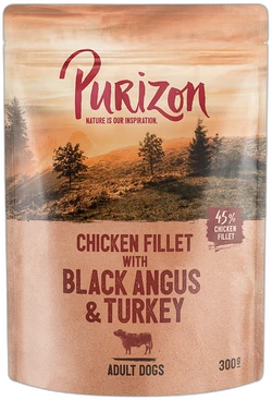 Purizon Adult Kipfilet, Black Angus en Kalkoen Natvoer 300 g