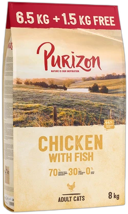 Purizon Adult Kip & Vis Kattenvoer 6,5 kg + 1,5 kg gratis