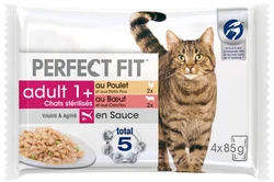 Perfect Fit Sterile Adult 1+ Vlees Kattenvoer 4 x 85g