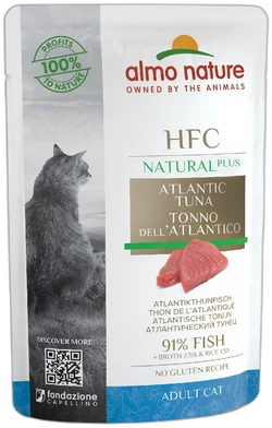 Almo Nature HFC Natural Plus Atlantische Tonijn Natvoer 55g Almo Nature HFC Natural Plus Atlantische Tonijn Natvoer 55g