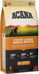 Afbeelding van de Acana hond puppy large breed 17 kilo verpakking met puppy-recept en verse kip.