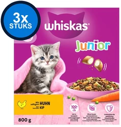 3x Whiskas - 2-12M Junior Kip - Kattenvoer Droogvoer - 800 g