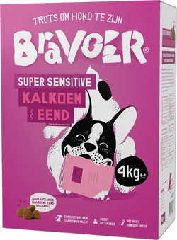 Bravoer Krokant Super Sensitive Kalkoen & Eend 4 kg