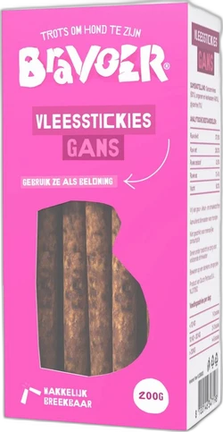 Bravoer Vleesstickies Gans 200 gram