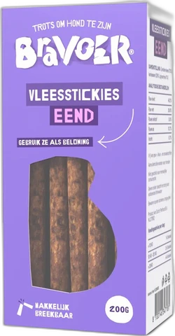 Bravoer Vleesstickies Eend 200 gram
