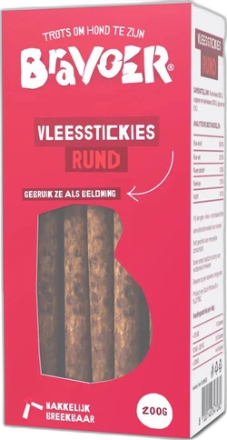 Bravoer Vleesstickies Rund 200 gram