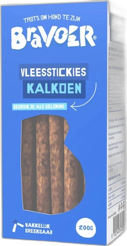 Bravoer Vleesstickies Kalkoen 200 gram