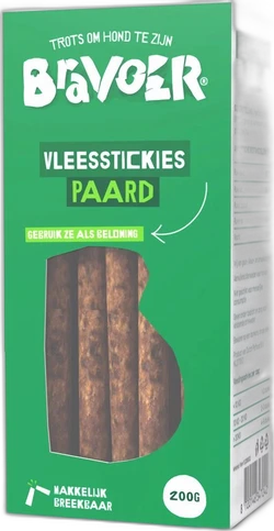 Bravoer Vleesstickies Paard 200 gram