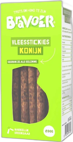 Bravoer Vleesstickies Konijn 200 gram