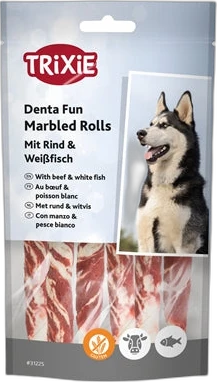 Trixie Denta Fun Marbled Rolls Rund & Witvis 70 gram Trixie Denta Fun Marbled Rolls Rund & Witvis 70 gram