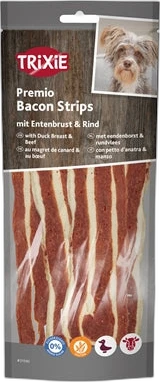 Trixie Premio Hond Bacon Strips Eend & Rund 80 gram Trixie Premio Hond Bacon Strips Eend & Rund 80 gram
