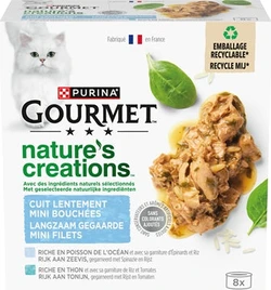 Gourmet Nature's Creations Mini Filets Zeevis & Tonijn Multipack 8x85 gram