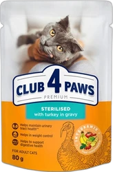 Club 4 Paws Kat Premium Sterilised Kalkoen in Saus 80 gram