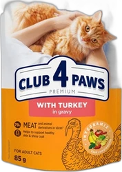 Club 4 Paws Kat Premium Adult Kalkoen in Saus 85 gram