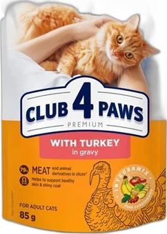 Club 4 Paws Kat Premium Adult Kalkoen in Saus 85 gram