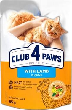 Club 4 Paws Kat Premium Adult Lam in Saus 85 gram