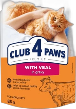 Club 4 Paws Kat Premium Adult Kalf in Saus 85 gram