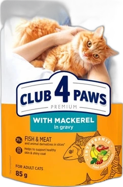 Club 4 Paws Kat Premium Adult Makreel in Saus 85 gram
