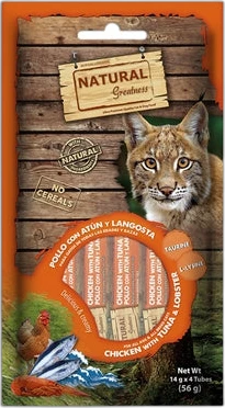 Natural Greatness Kat Creamy Snack Kip, Tonijn & Kreeft 4x14 gram