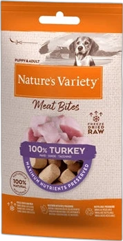 Nature's Variety Hondensnacks Freeze Dried Meat Bites Kalkoen 20 gram