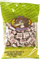 Petsnack Hondensnacks Mini Duo Bones Zalm Rijst 200 gram