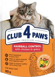 Club 4 Paws Kat Premium Adult Hairball Control Kip in Saus 80 gram
