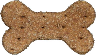 Trixie Biscuit Bones Lam – botvormige bruine hondensnack met haver Bruin botvormig hondensnack met haverkorrels en ruwe textuur, gefotografeerd op witte achtergrond