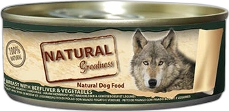 Blik hondennatvoer Natural Greatness met wolfillustratie en productlabel