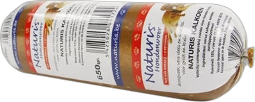Wikkel van Naturis Hond Houdbaar Kalkoen 650 g met merklogo en productinformatie