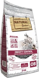 Zak Natural Greatness Veterinary Diet Obesity Control kattenvoer 5 kg Zak voer Natural Greatness Kat Veterinary Diet Obesity Control van 5 kg met katafbeelding en witte, houtachtige achtergrond