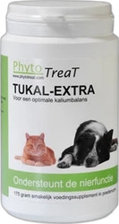 Potje PhytoTreat Tukal-Extra supplement voor hond & kat Wit potje PhytoTreat Tukal-Extra supplement met afbeelding van een hamster en kat en groene etikettering