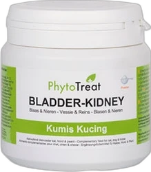 Pot PhytoTreat Bladder-Kidney supplement voor hond en kat Witte kunststof pot PhytoTreat Bladder-Kidney supplement met groen-wit etiket en schroefdeksel