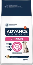 Zak hondenvoer Advance Veterinary Diets Urinary 12 kg met productlogo en afbeelding van een zittende hond