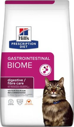 Zak kattenvoer Hill's Prescription Diet Gastrointestinal Biome met afbeelding van een kat en paars-witte verpakking