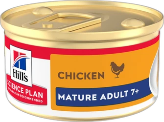 Hill's Mature Adult 7+ kattenvoer blik met kip Blik kattenvoeding Hill's Science Plan Mature Adult 7+ met kip, op witte achtergrond
