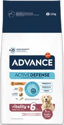Zak hondenvoer Advance Vitality Senior Maxi met kip en rijst, 12 kg, voorkant verpakking zichtbaar